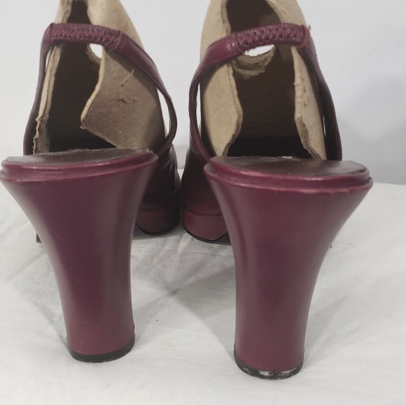 Nine West Burgundy Peep Toe Sling Back Heels 9M - Picture 5 of 8